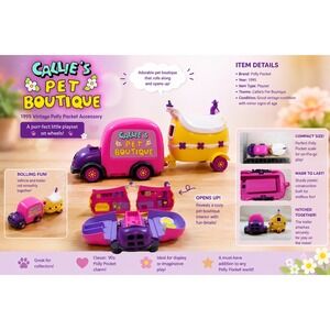 Vintage 1995 Creata Callie's Pet Boutique Van and Trailer Playset Pink‎ Yellow